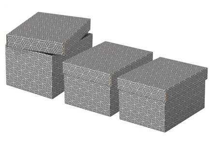 Esselte Home Small Storage and Gift Box Grey 3 Pack Photo 4