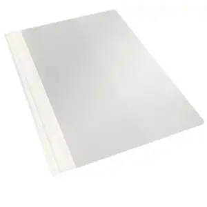 Report cover ESSELTE 28345 — transparent plastic front, white metal spine, capacity 160 sheets, 228×310 mm