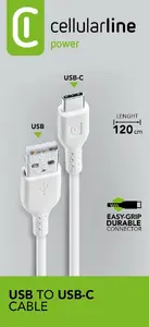 Кабель питания Cellularline USBDATACUSBA-CW 120см USB-C - USB-A белый