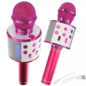 Goodbuy karaoke microphone with built in speaker bluetooth / 3W / aux / voice modulator / USB / Micro SD pink
