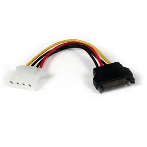 StarTech SATA to LP4 Power Cable Adapter Female to Male 0.1524 m Molex 4-pin to SATA 15-pin Black Red Yellow LP4SATAFM6IN