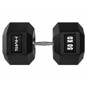 Гантель HMS HEX PRO 50 вес 50 кг — литая шестиугольная конструкция для силовых тренировок
