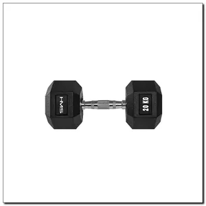 Гантеля фиксированного веса HMS Fitness HEX PRO 20 20 кг Черная Сталь
