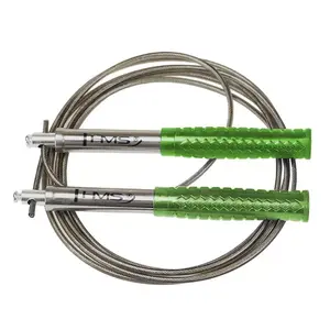 Jump rope HMS SK55 Green — 300 cm PVC rope, steel handles 17 cm, 140 g