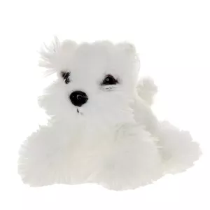 Plush Sitting Dog Toy Beppe 13 cm – white, soft stuffed animal