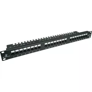 Patch panel Alantec PK001 24-port UTP Cat.6 1U 19" – 24x RJ45, U/UTP (UTP), black