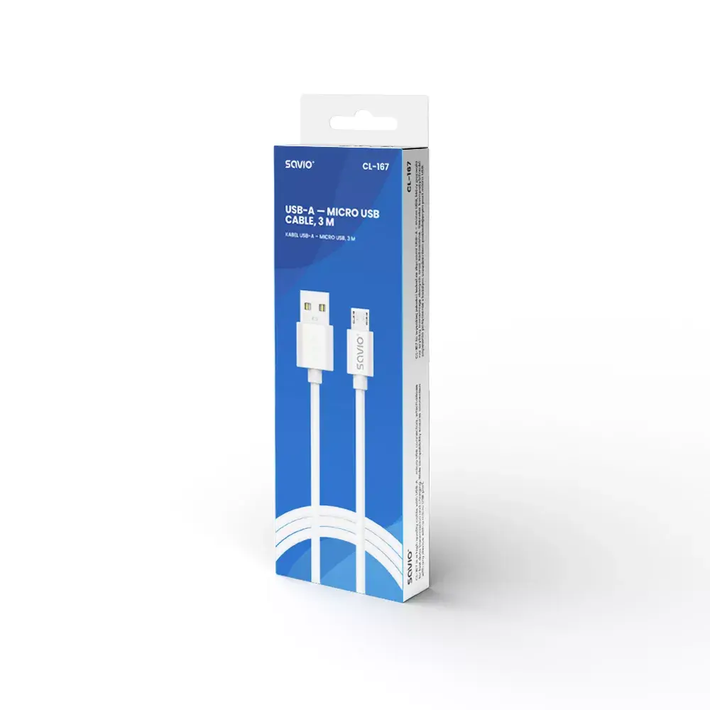 Savio USB 2.0 USB A - Micro USB White CL-167 Photo 3