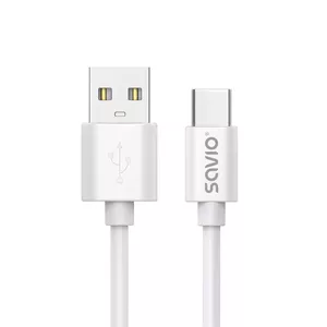 USB 2.0 cable SAVIO CL-168, USB A (male) to USB C (male), 3 m, white
