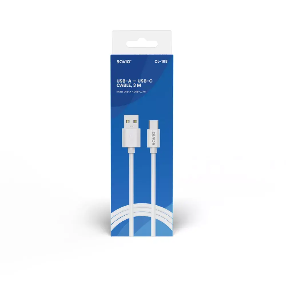 Кабель USB 2.0 SAVIO CL-168 USB A — USB C 3 м Photo 2