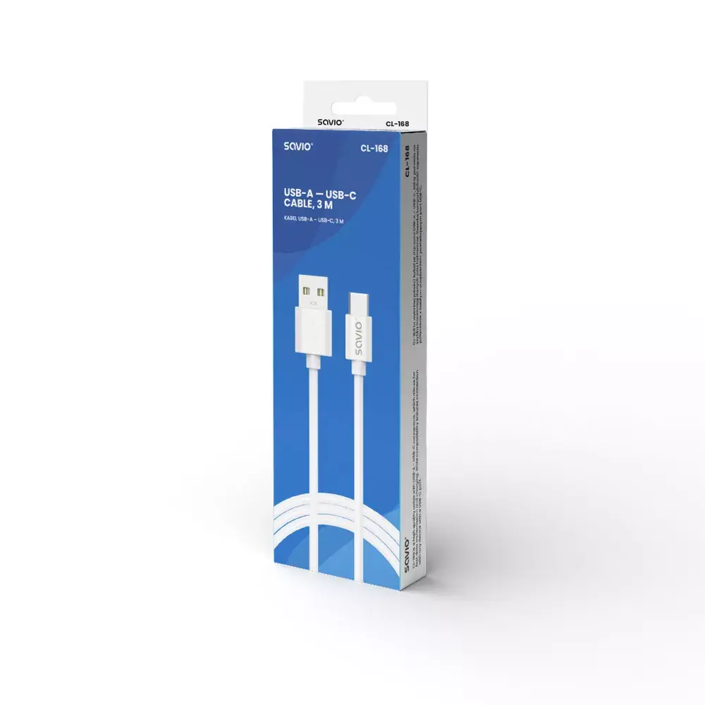 Кабель USB 2.0 SAVIO CL-168 USB A — USB C 3 м Photo 3