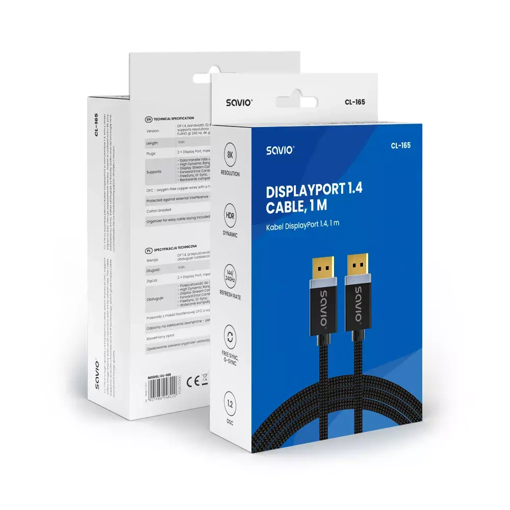 DisplayPort kabelis Savio CL-165 Photo 2