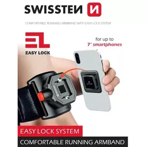 Повязка на руку для телефона SWISSTEN EASY LOCK регулируемая 4"–6.8" — прочный материал, универсальная посадка