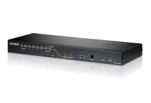 KVM-переключатель ATEN KH2508A — 8-портовый VGA KVM, поддержка клавиатуры и мыши USB/PS/2, 1600×1200, чёрный