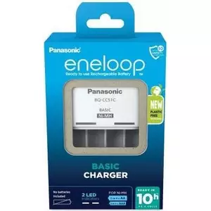Indoor battery charger Panasonic BQ-CC51E for AA and AAA, 4-slot, 100–240V, white