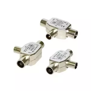 Coaxial cable gender changer VAKOSS TC-A117S — 1x RF (male/female) to 2x RF (female/male), silver