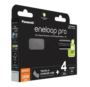 Аккумуляторы Panasonic eneloop pro AA 2500 мА·ч Ni‑MH 1,2В 4 шт. с футляром