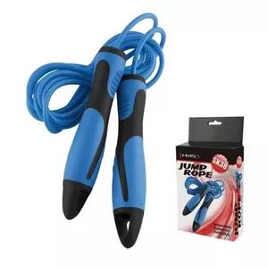 Hula rope HMS SK38 Blue — 275 cm length, ABS and rubber handles, ergonomic 15 cm grips