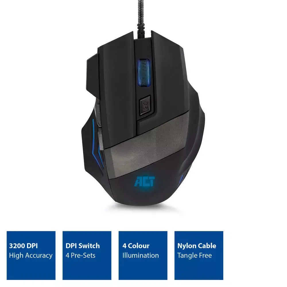 Mouse pad ACT Wired Gaming Mouse with illumination 3200 dpi Photo 2