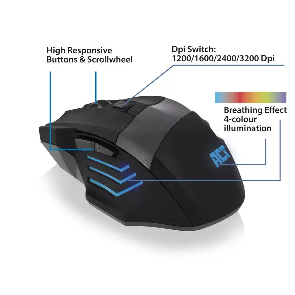 Mouse pad ACT Wired Gaming Mouse with illumination 3200 dpi Photo 5