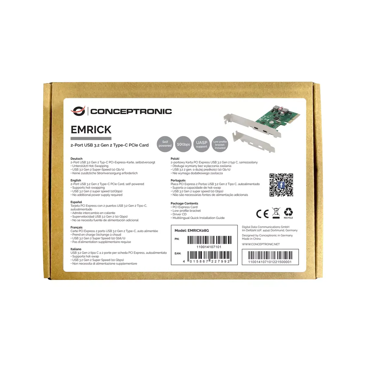 PCIe karte Conceptronic EMRICK 2-Port USB 3.2 Gen 2 Type-C Photo 2
