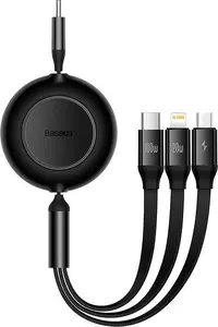 USB kabelis Baseus CAMJ010201 1.1m USB 3.2 Gen 1 USB C Micro USB-A Lightning melns
