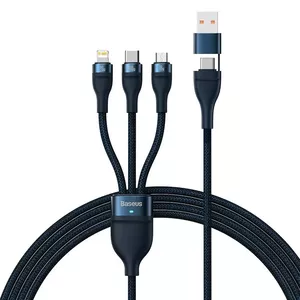 USB-кабель 3 в 1 Baseus Flash Series 2, USB-C + micro USB + Lightning, 100 Вт, 1,2 м (синий)