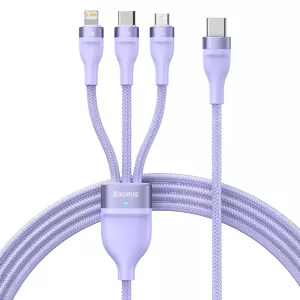 USB cable Baseus Flash Series 2 — USB-C, micro USB, Lightning, 100W, 1.5 m, purple