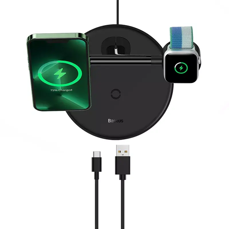 Baseus Swan 3-in-1 Wireless Magnetic Charging Bracket 20W Black Universal version (Include: USB For type-C 3A 1m) Photo 2
