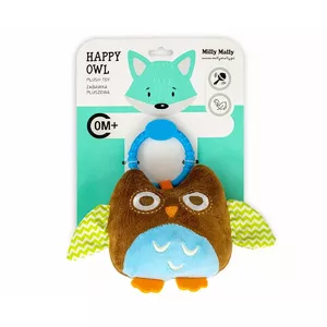 Подвесная мягкая игрушка milly mally Happy owl коричневая — подвес для коляски, кроватки или автокресла