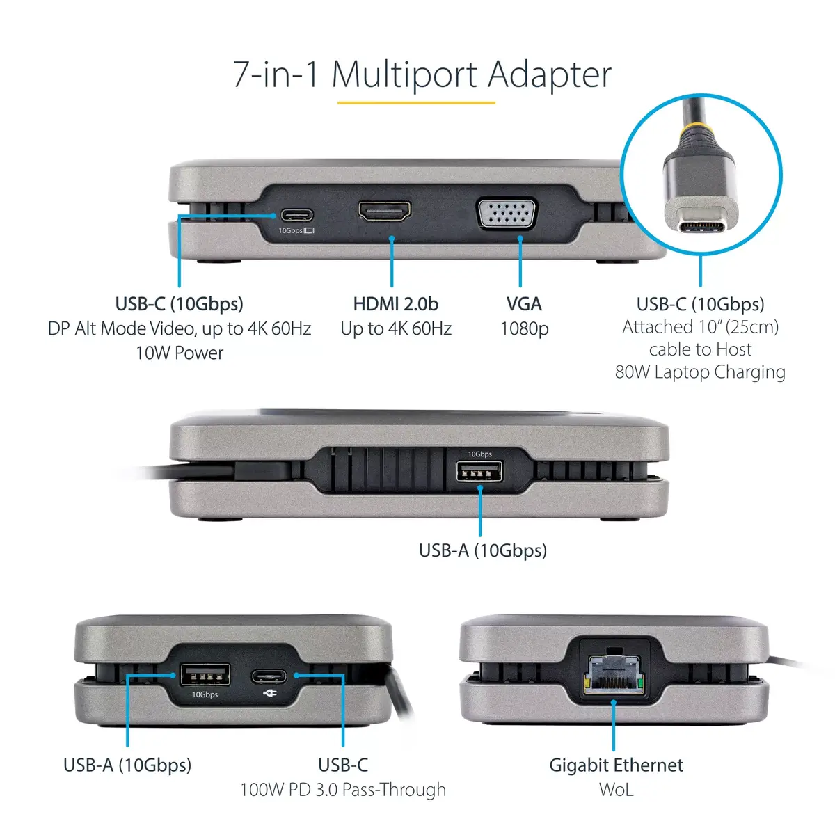 USB-C Мультипортовый адаптер StarTech.com DKM31C3HVCPD Photo 12