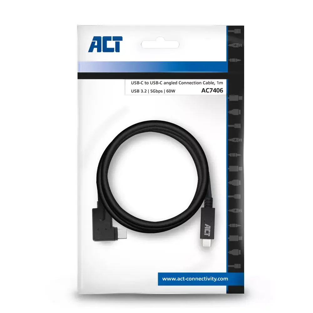ACT USB 3.0 leņķa kabelis USB-C 1 metrs Photo 7