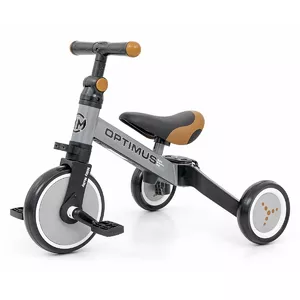 Bērnu velosipēds milly mally Bike 3in1 Optimus — pārveidojams 3‑1, pelēks