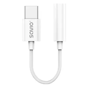 Audio cable SAVIO AK-51 0.11 m — USB Type-C male to 3.5 mm female, white