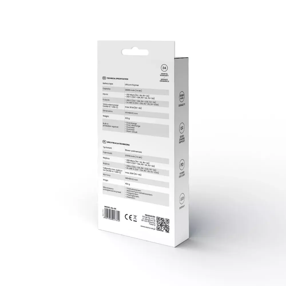 Portatīvais akumulators Savio BA-05 20000 mAh Photo 4