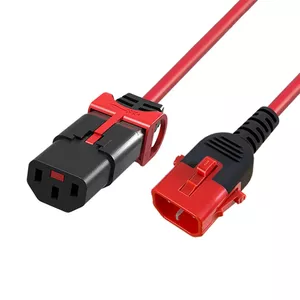ACT Powercord C13 IEC Lock+ C14 IEC Lock Dual Locking red 2 m