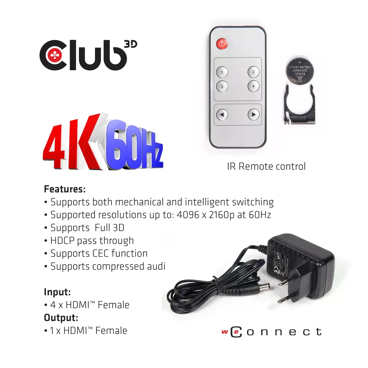HDMI slēdzis CLUB3D HDMI™ 2.0 UHD 4K60Hz Photo 8