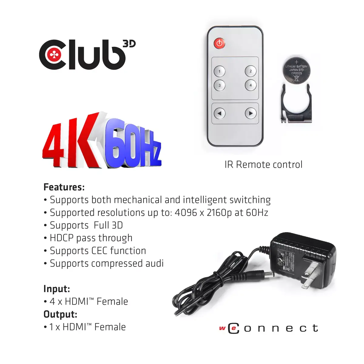 HDMI slēdzis CLUB3D HDMI™ 2.0 UHD 4K60Hz Photo 9