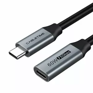 USB 3.0 Type-C Cable CABLETIME, Type-C (M) to Type-C (F), 5 Gbps, 60W, 4K@60Hz, 0.5 m