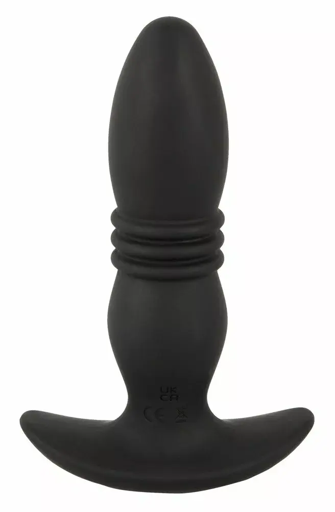 Анальная пробка ANOS Silicone Black — толкающая и вибрирующая Photo 3