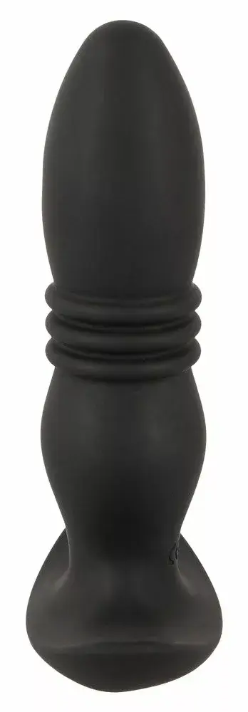 Анальная пробка ANOS Silicone Black — толкающая и вибрирующая Photo 4
