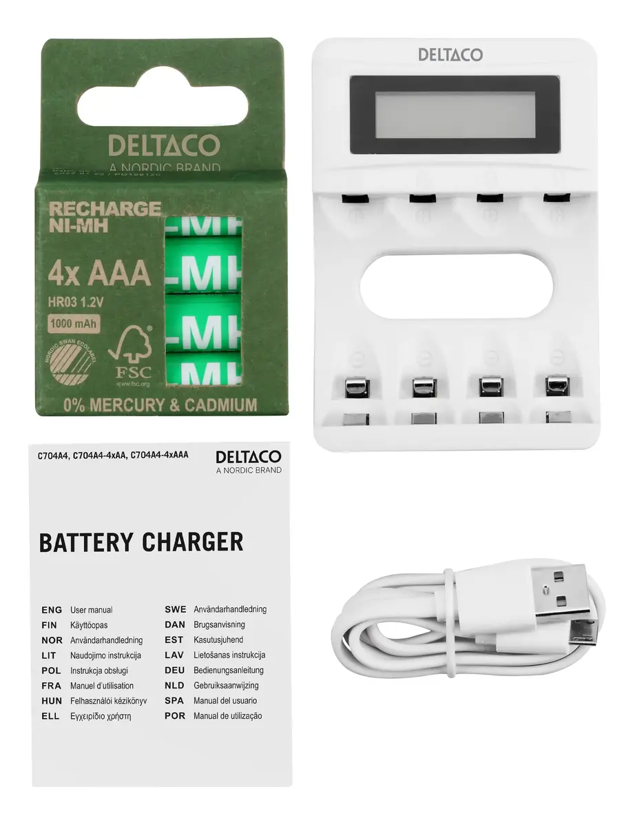 Deltaco C704A4-4xAAA battery charger Photo 5