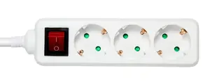 DELTACO GT-0350 Power Extension Cord 1.5 m with 3 Type F AC Outlets and Power Switch White