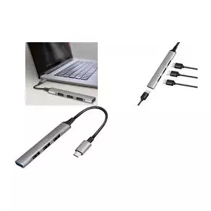 LogiLink USB 3.2 Gen 1 Slim koncentrators, 4 pieslēgvietas, alumīnija korpuss, pelēks, savienojums: 1x USB-A 3.2 Gen 1 ar 5 GBit/sek. &amp; 3x - 1 gabals (UA0392)