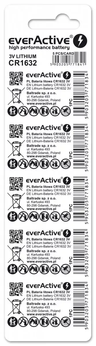 Vienreizējā baterija Everactive CR16325BL Photo 2