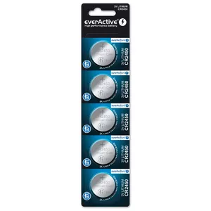 Button/coin lithium battery everActive CR2450, 3 V, 5 mm height — pack of 5