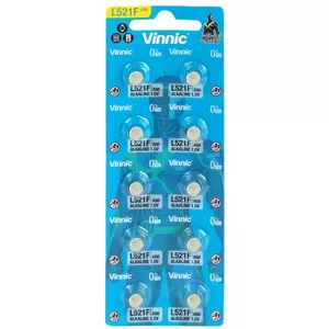 Щелочная батарейка-таблетка Vinnic G1 / AG1 / L621 / LR60 1.5В, 10 штук