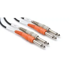 Audio kabelis Hosa 3 m, divi 6,35 mm uz 6,35 mm TRS (2 x 6,35 mm → 6,35 mm TRS), melns