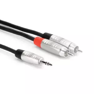 Аудиокабель Hosa HMR-010Y — 3 м, 3,5 мм TRS (м) на 2×RCA (м), OFC, черно‑серебристый