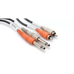 Audio kabelis Hosa CPR-201 — 2 x RCA (v) uz 2 x 6,35 mm TS (v), 1 m, melns