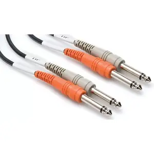 Hosa audiovads 2 x 6,35 mm TS uz 2 x 6,35 mm TS, 2 m, melns